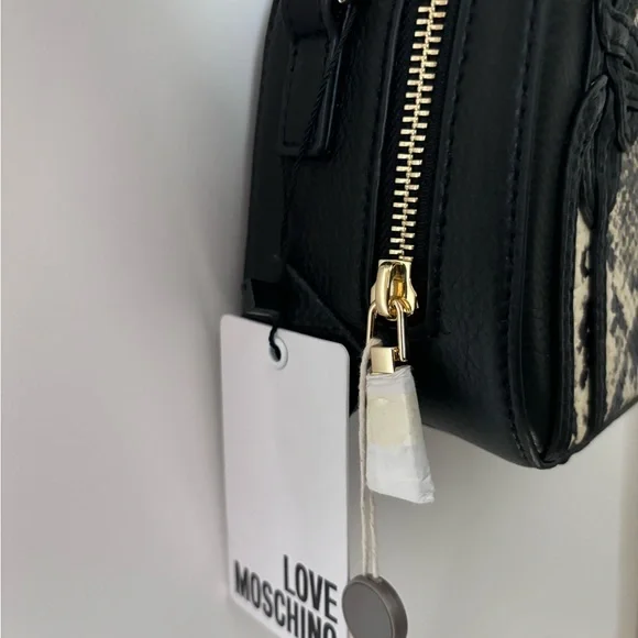 COPY - NWT $371 LOVE MOSCHINO Snake-print textured-leather shoulder bag
